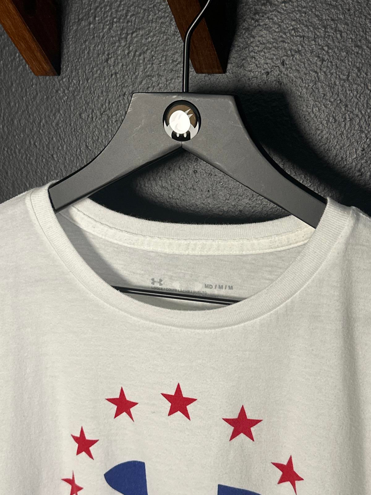Under Armour White T-Shirt with Red Stars and Blue Logo