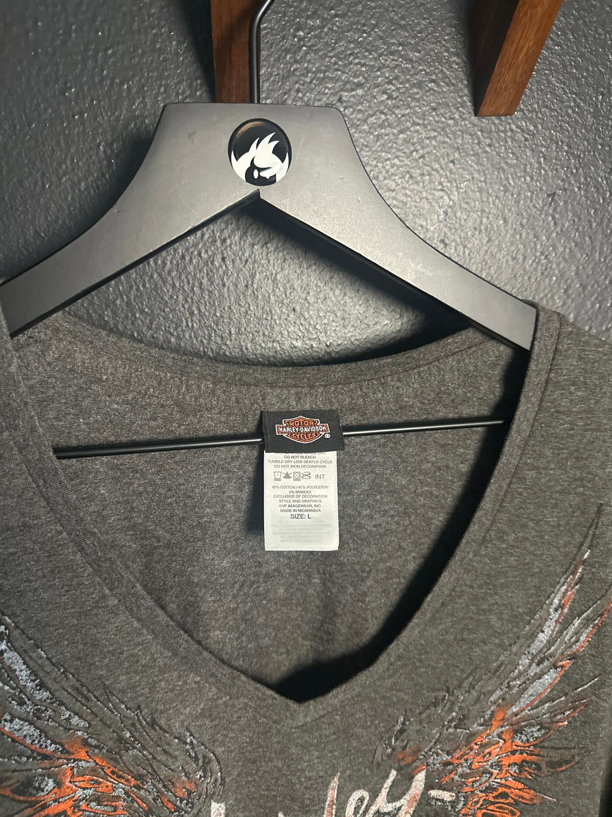 Harley-Davidson Women's Long Sleeve V-Neck Top with Wing Graphic