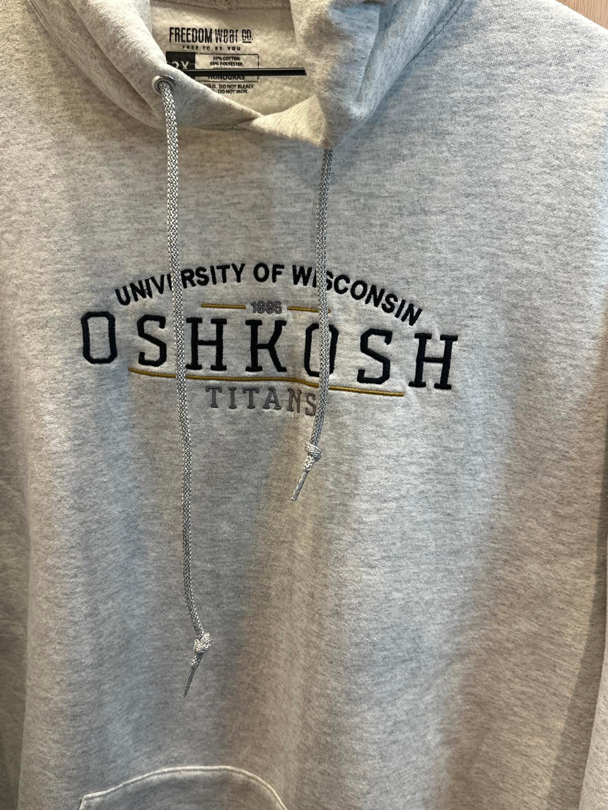 University of Wisconsin Oshkosh Titans Gray Hoodie Sweatshirt 2X