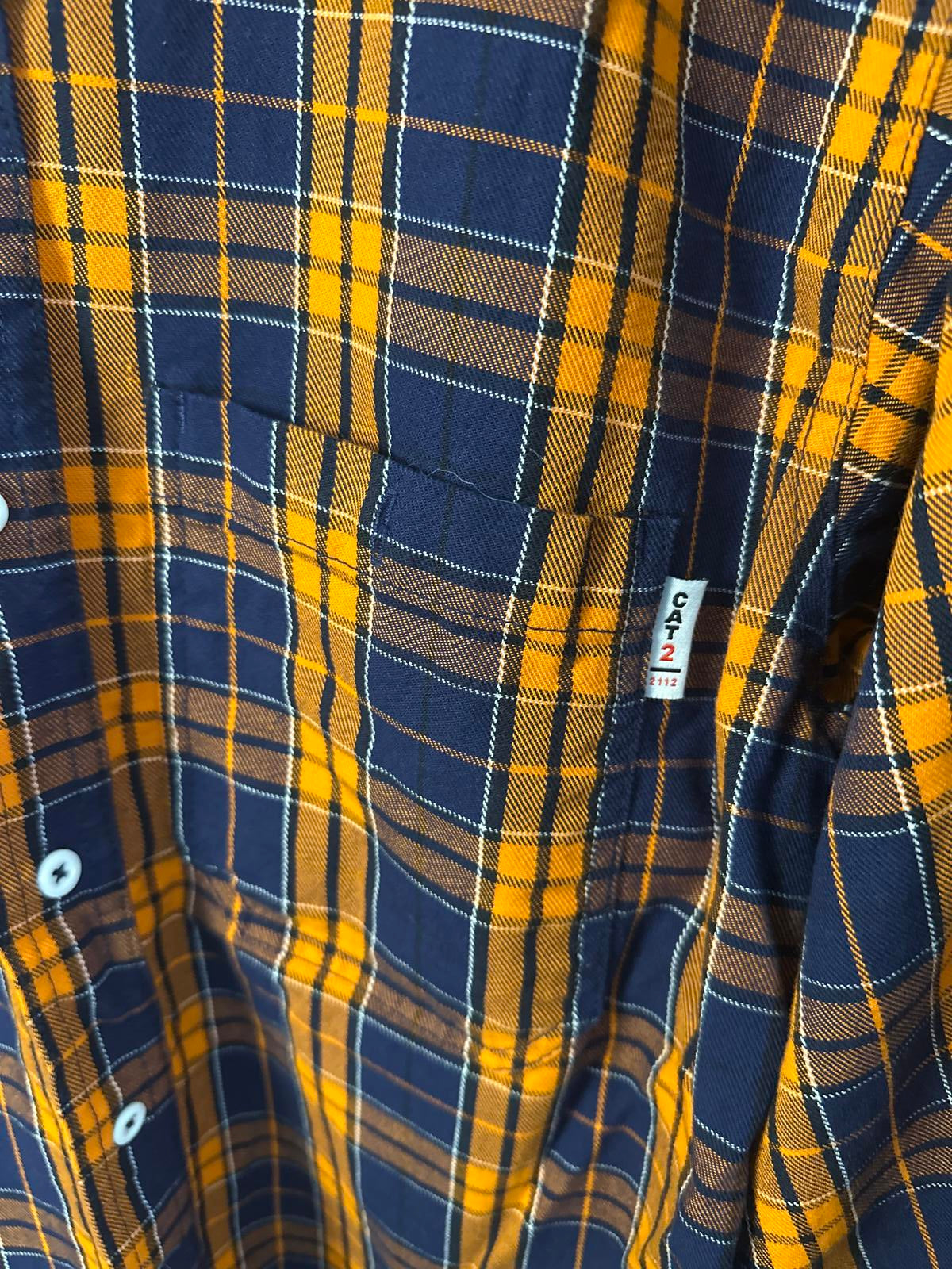 WorkWeya Men's Plaid Button-Up Shirt - Blue & Orange
