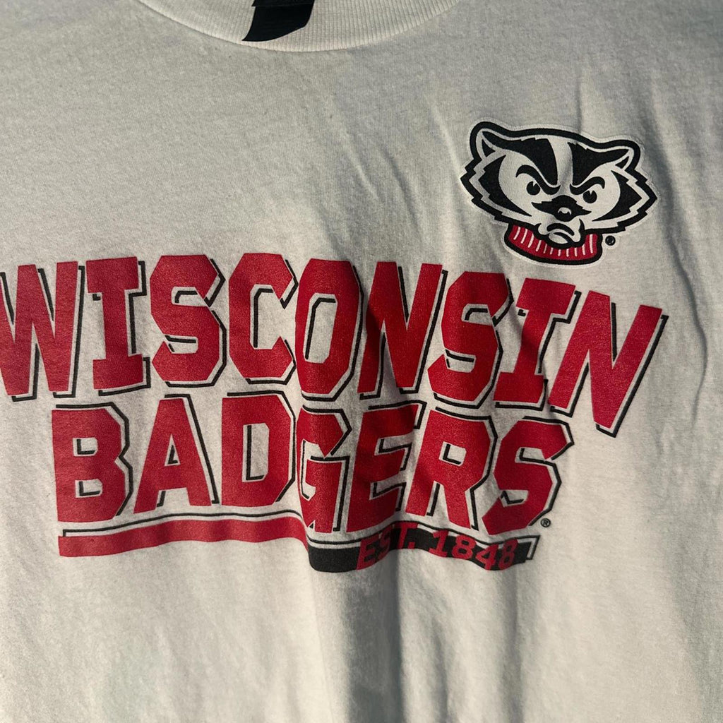 Gildan Wisconsin Badgers White Long Sleeve Shirt