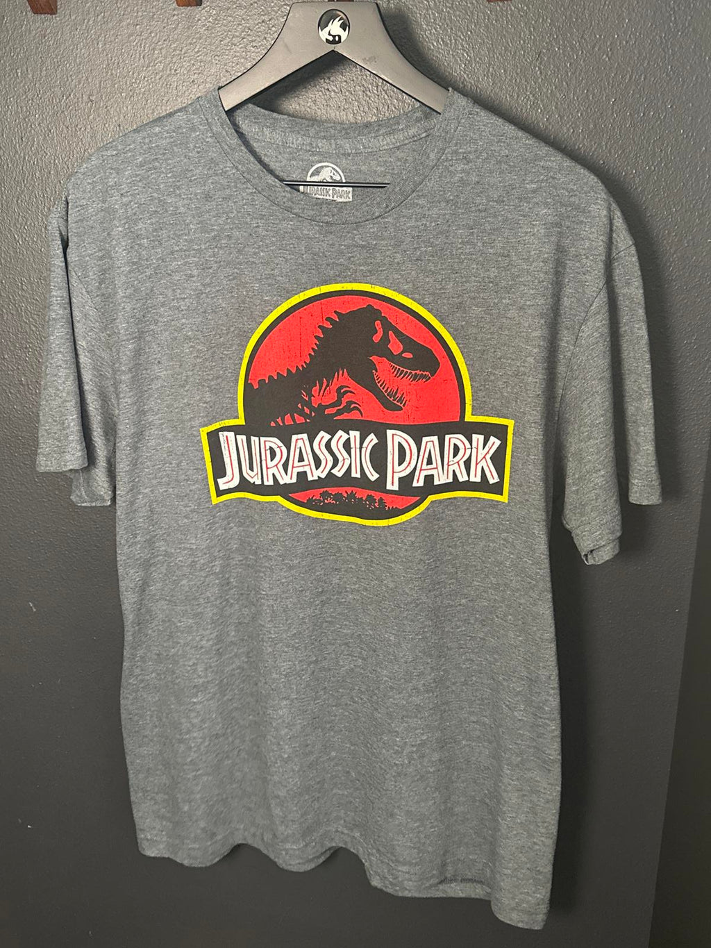 Jurassic Park Graphic T-Shirt Mens Large Gray Short Sleeve