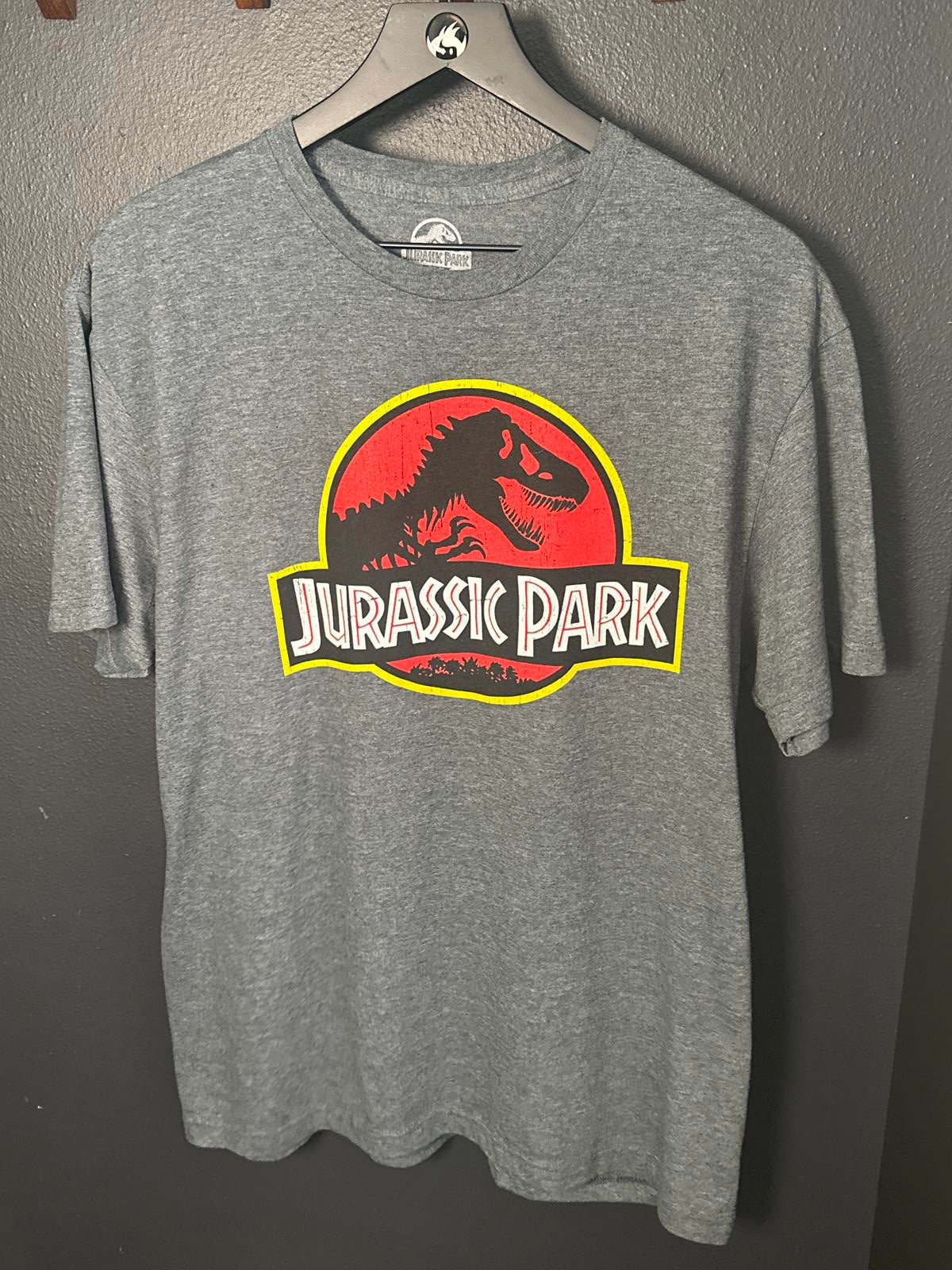 Jurassic Park Graphic T-Shirt Mens Large Gray Short Sleeve