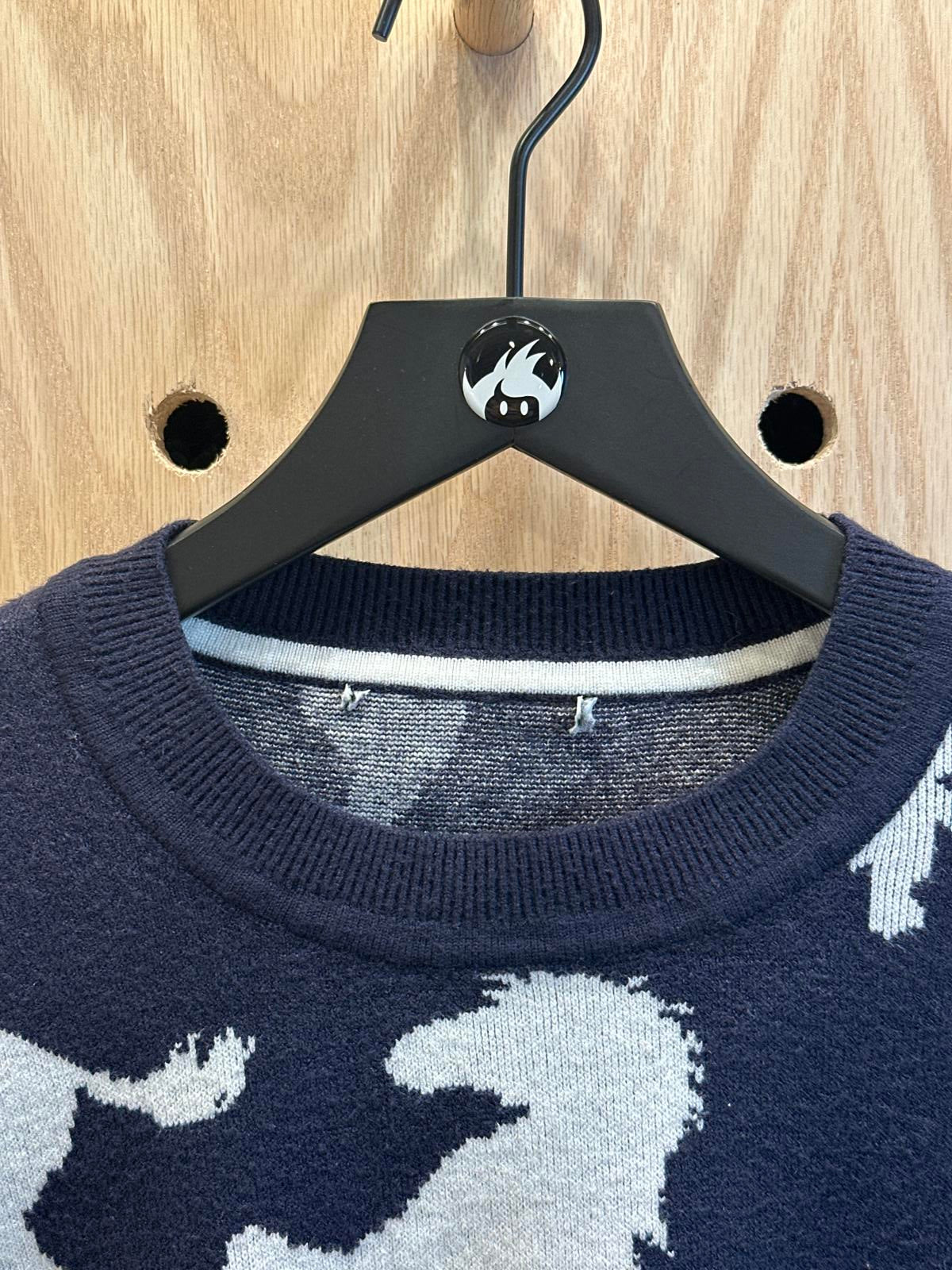 Women's Navy Blue Sweater with White Horse Pattern