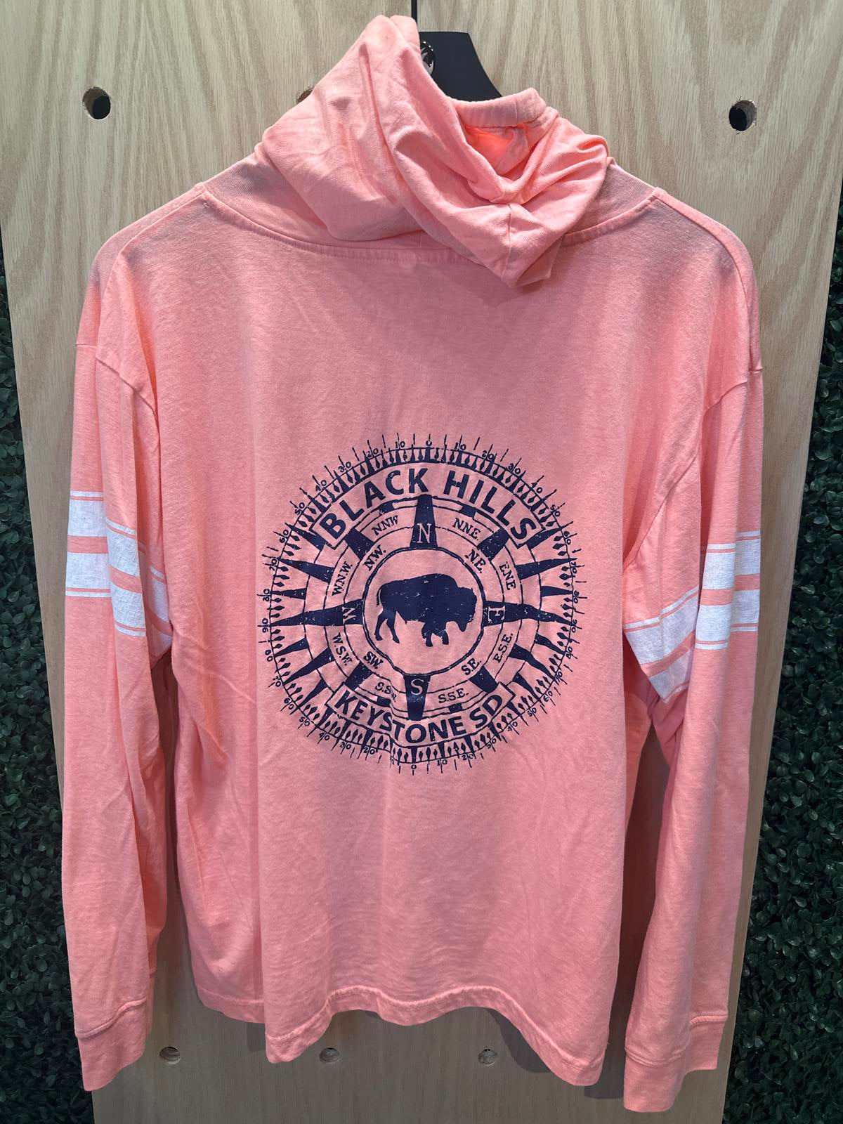 EXILE Pink Hooded Long Sleeve T-Shirt with Front Pocket