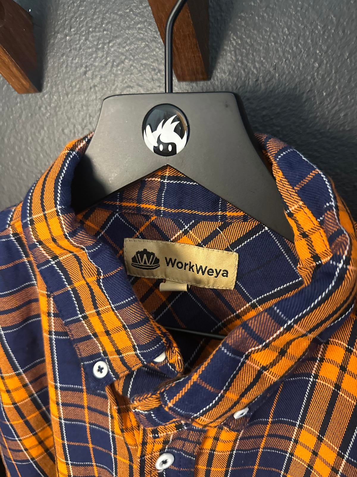 WorkWeya Men's Plaid Button-Up Shirt - Blue & Orange