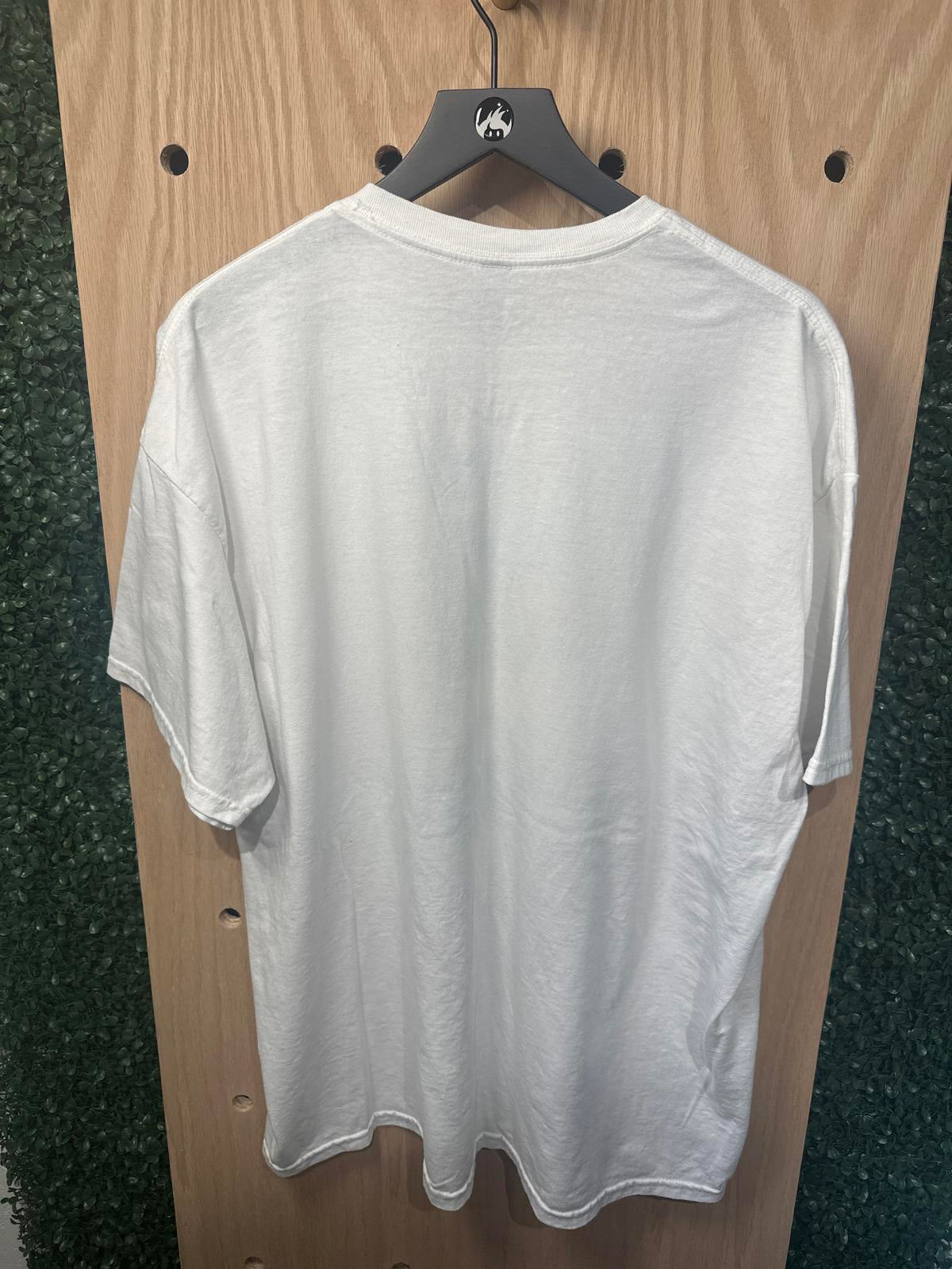 Gildan White Graphic Camping Crew T-Shirt, Size 2XL