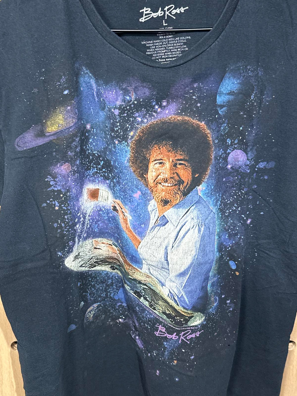 Bob Ross Graphic T-Shirt Men's Large Black Short Sleeve