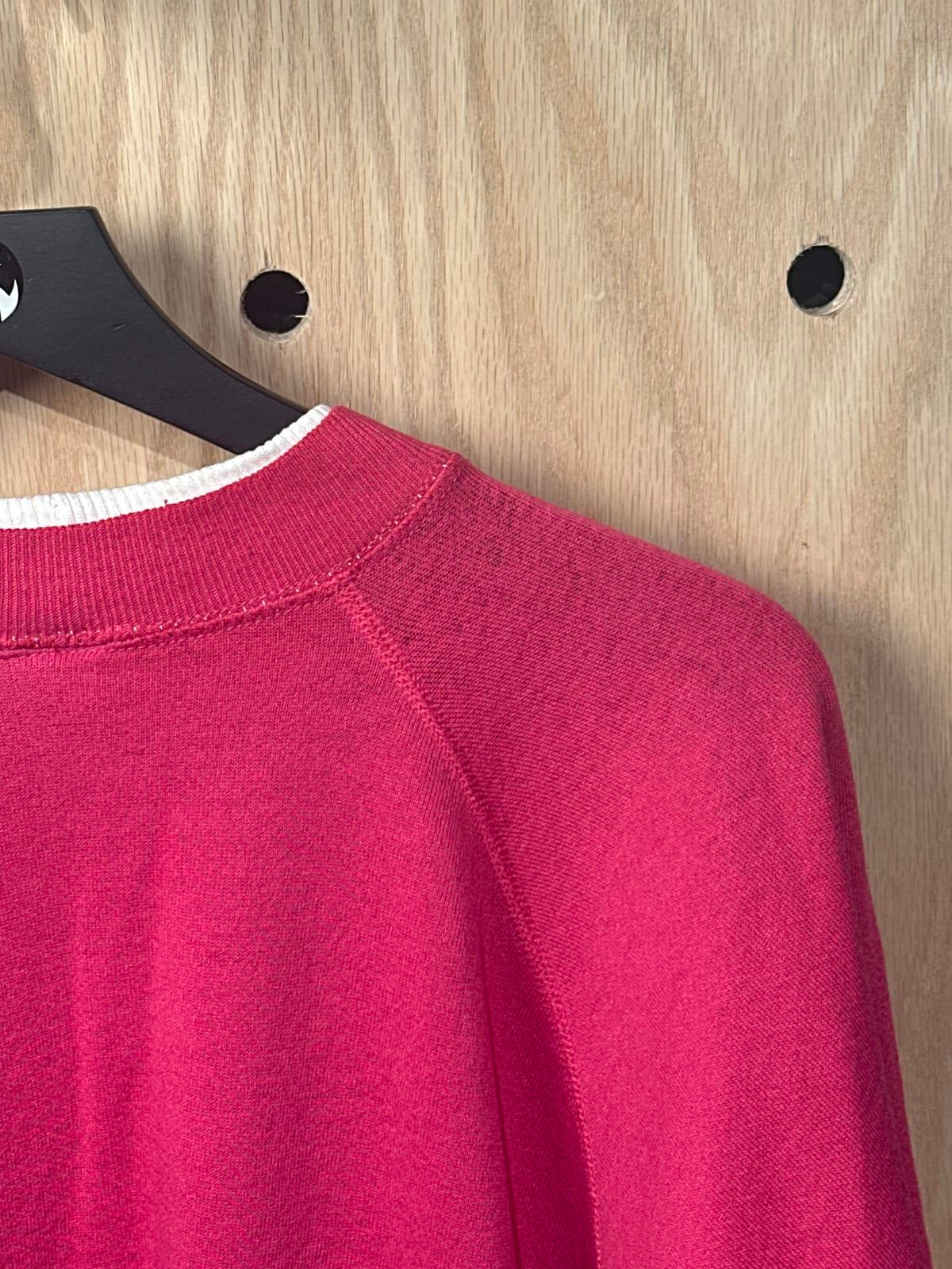 Vintage Ultra Sweats Red Crewneck Sweatshirt with Winter Cabin Print