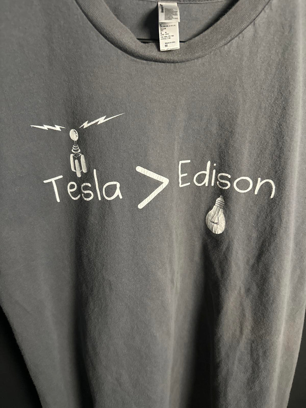 'Tesla > Edison' Graphic T-Shirt American Apparel