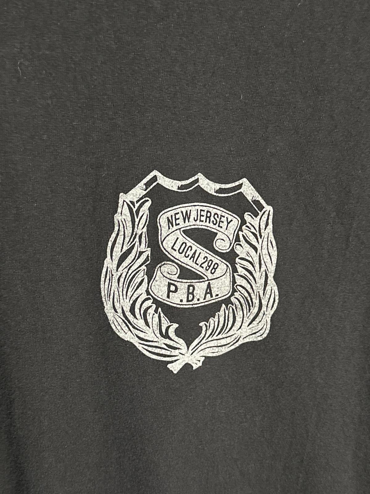 Hanes Tagless Black T-Shirt with New Jersey P.B.A. Local 298 Logo