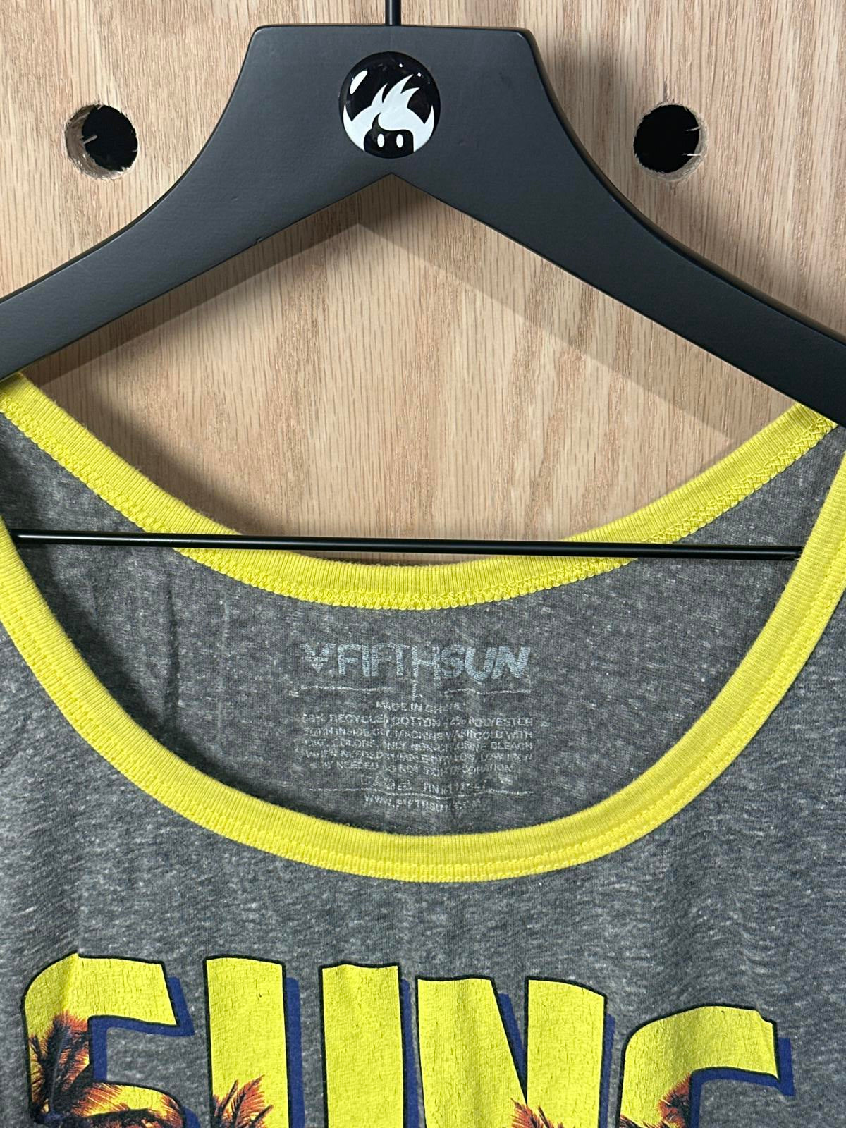 Men's Grey and Yellow 'Suns Out Guns Out' Tank Top