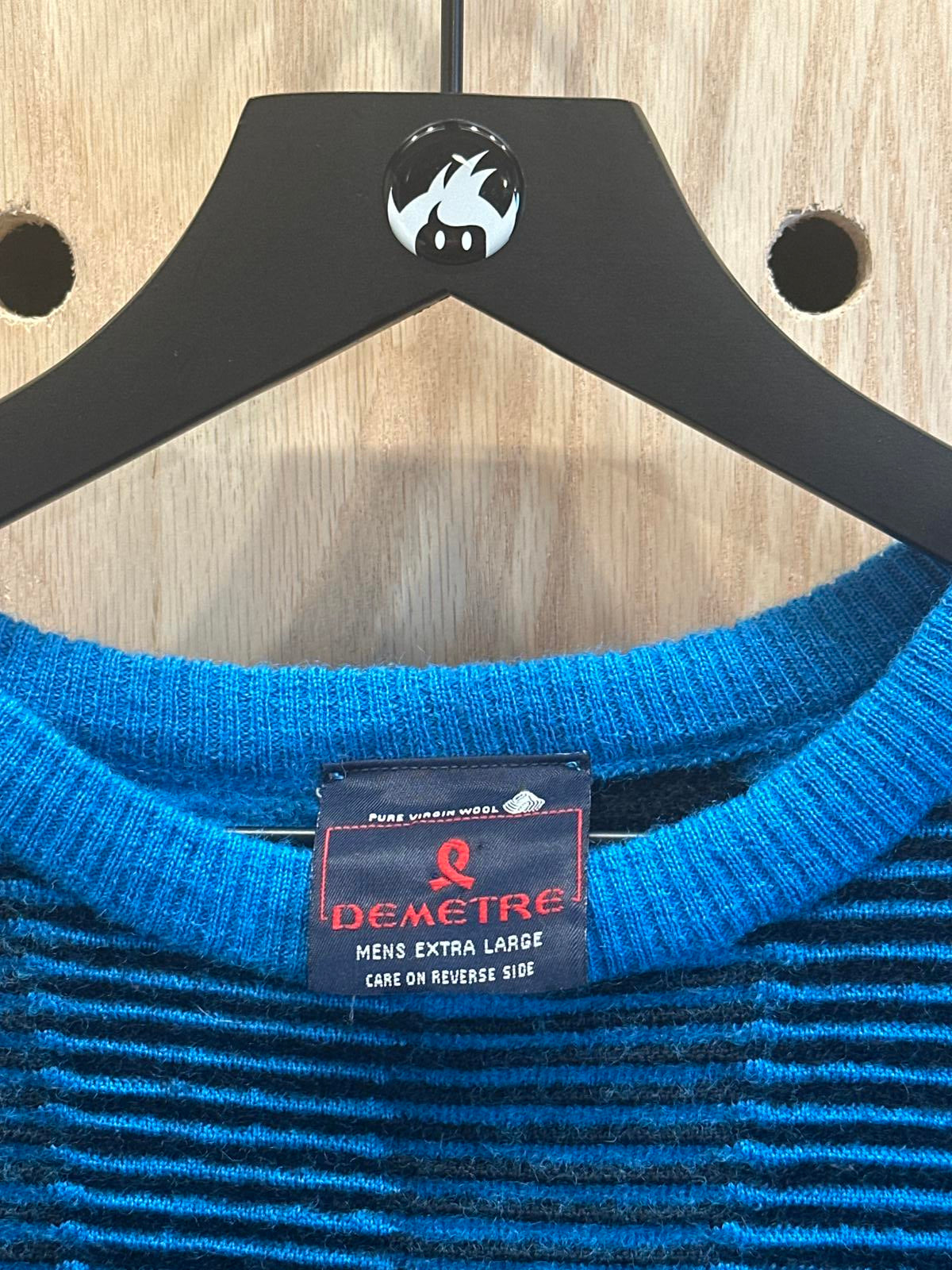 Men's Extra Large (Small) Blue and Black Striped Demetre Sweater