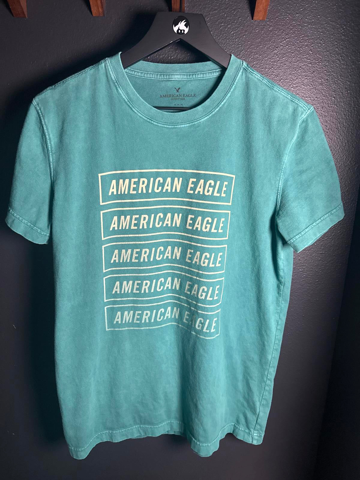 American Eagle Men's Graphic T-Shirt, Teal, Size M